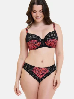 Culotte microfibre imprimée et dentelle