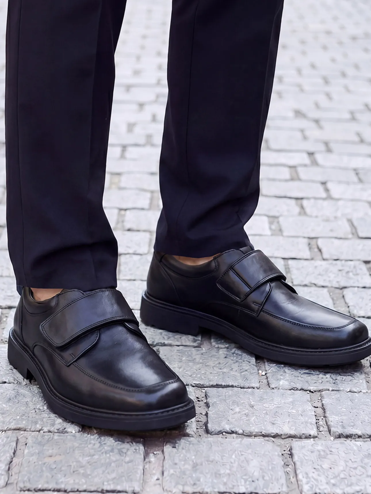 Derbies à scratchs en cuir