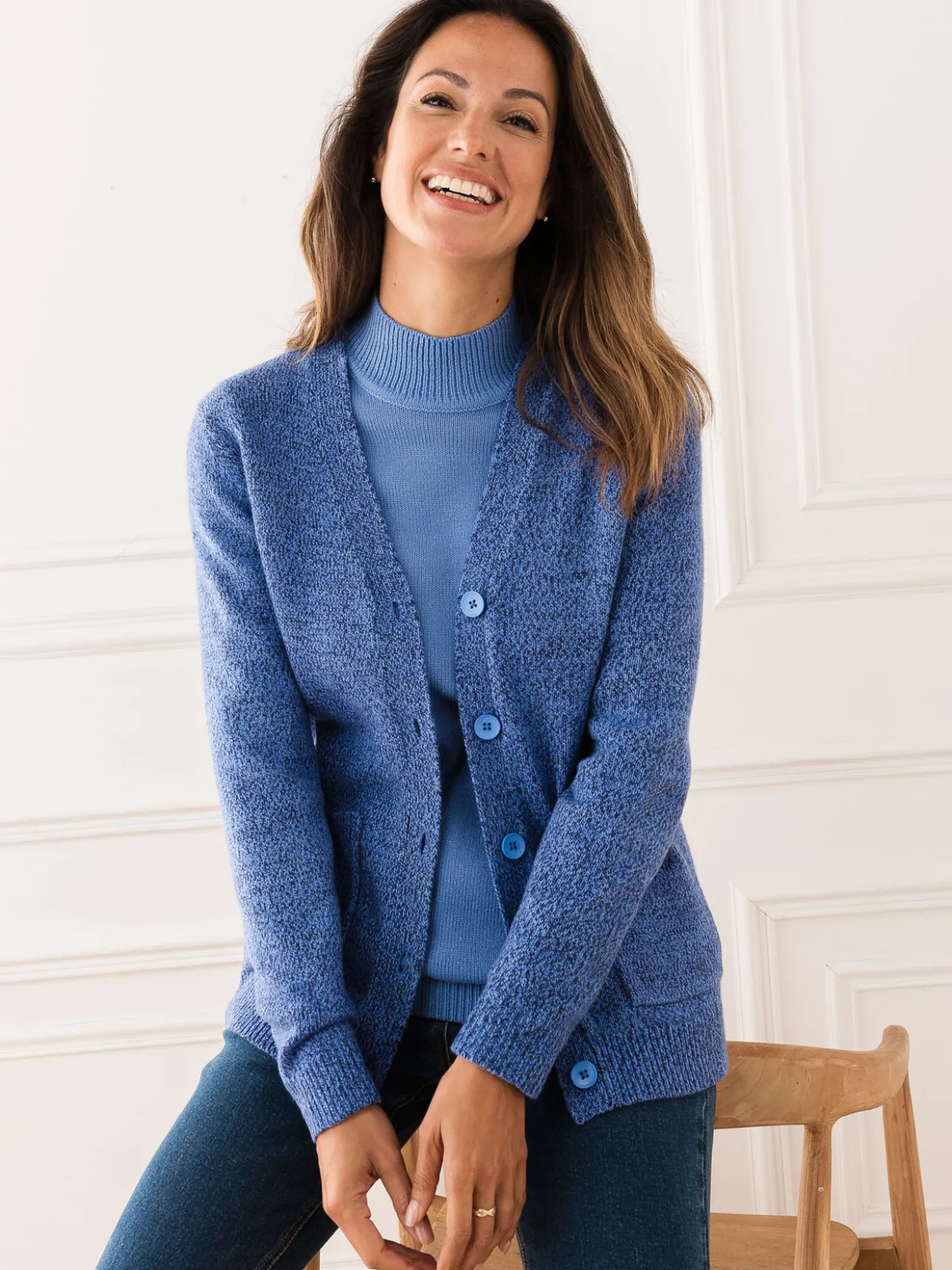 Gilet classique en maille chinée