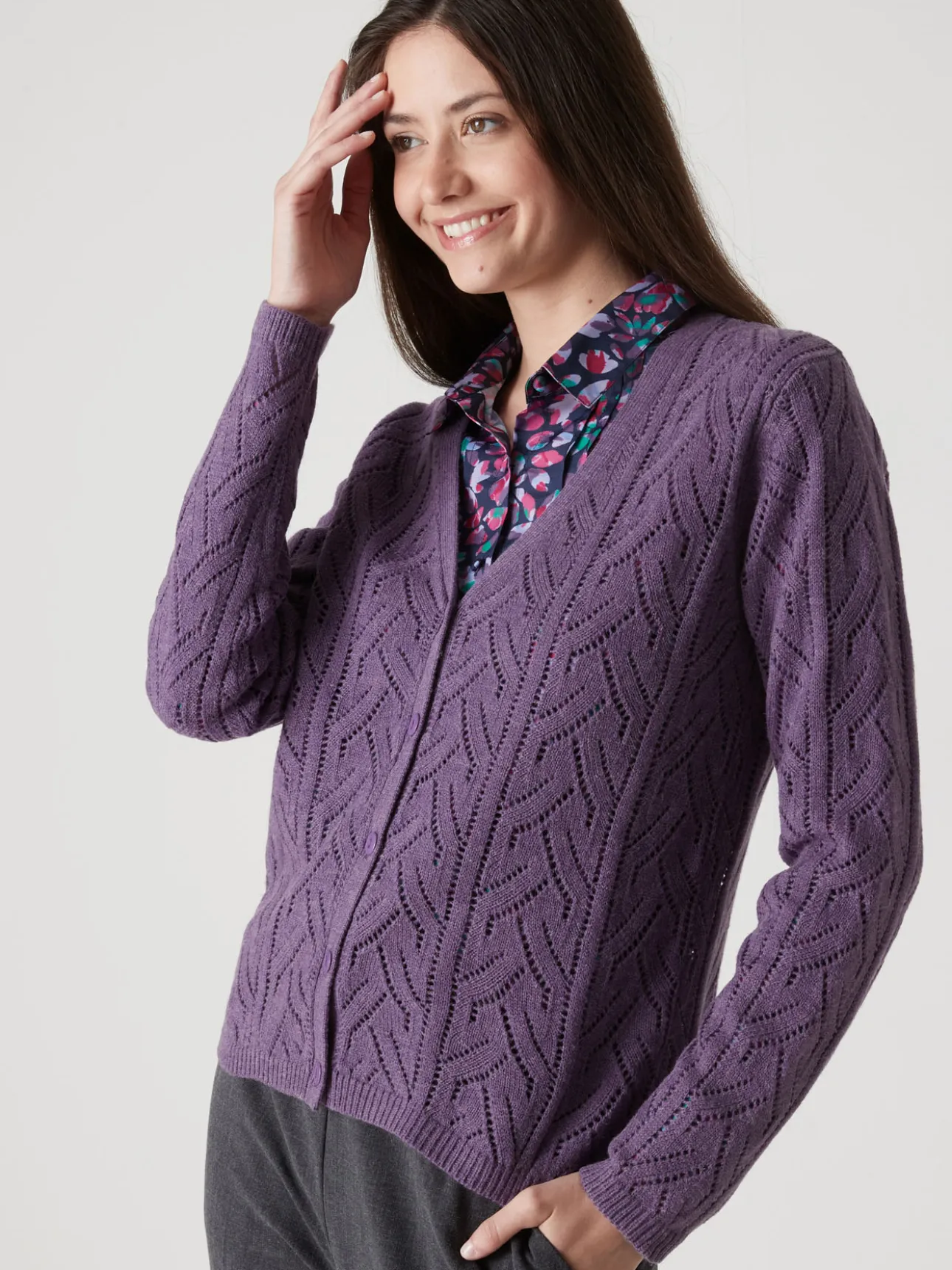 Gilet maille point fantaisie avec laine