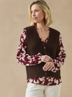 Gilet sans manches maille bouclette