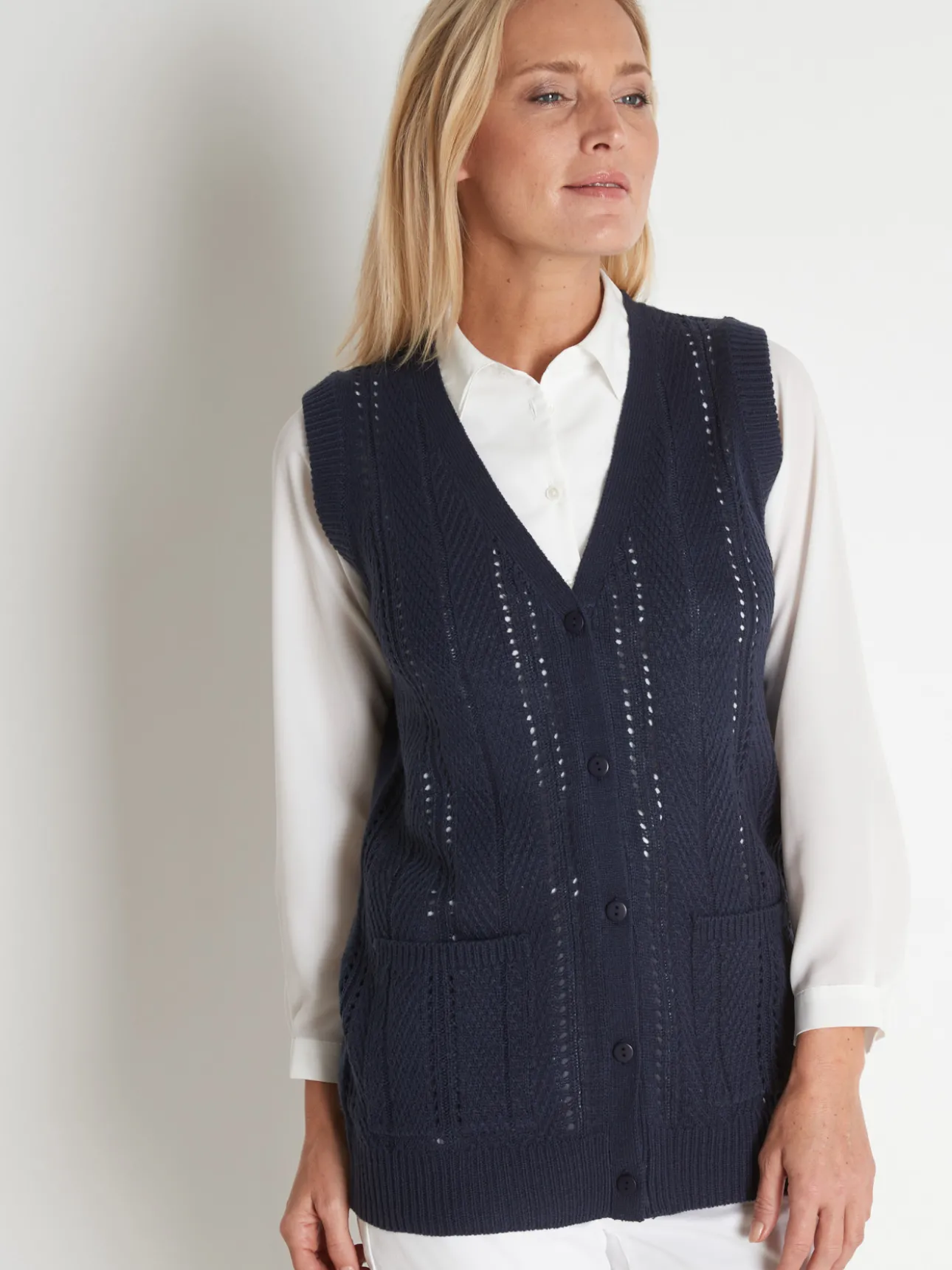 Gilet sans manches point ajouré