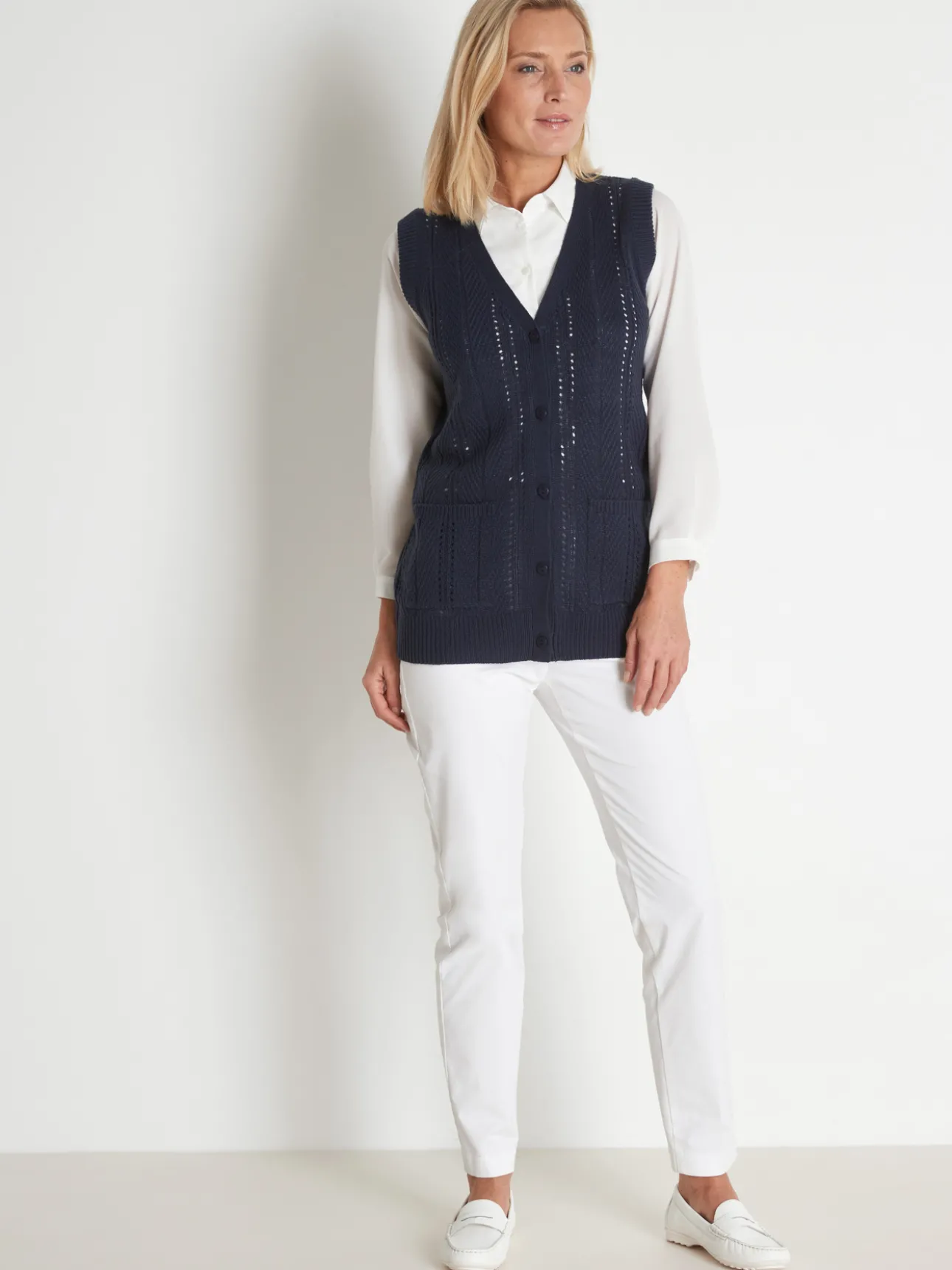 Gilet sans manches point ajouré