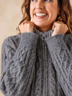 Gilet zippé col montant avec laine