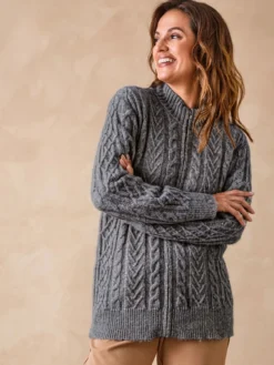 Gilet zippé col montant avec laine