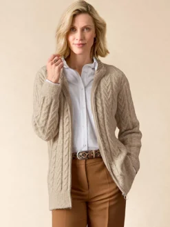 Gilet zippé col montant avec laine