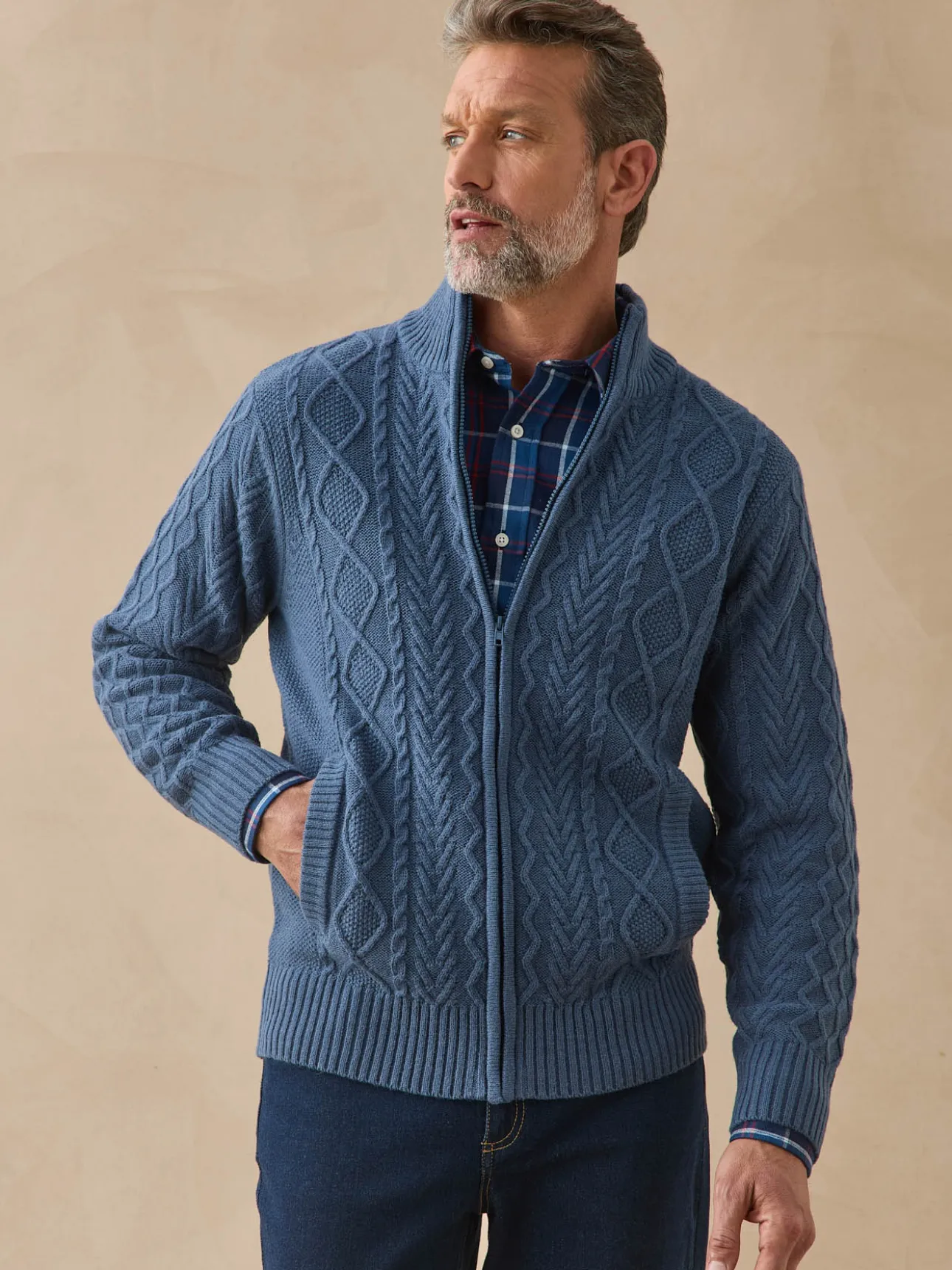 Gilet zippé col montant 30% laine