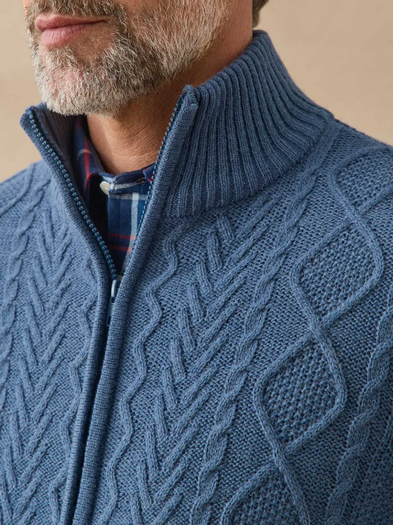 Gilet zippé col montant 30% laine