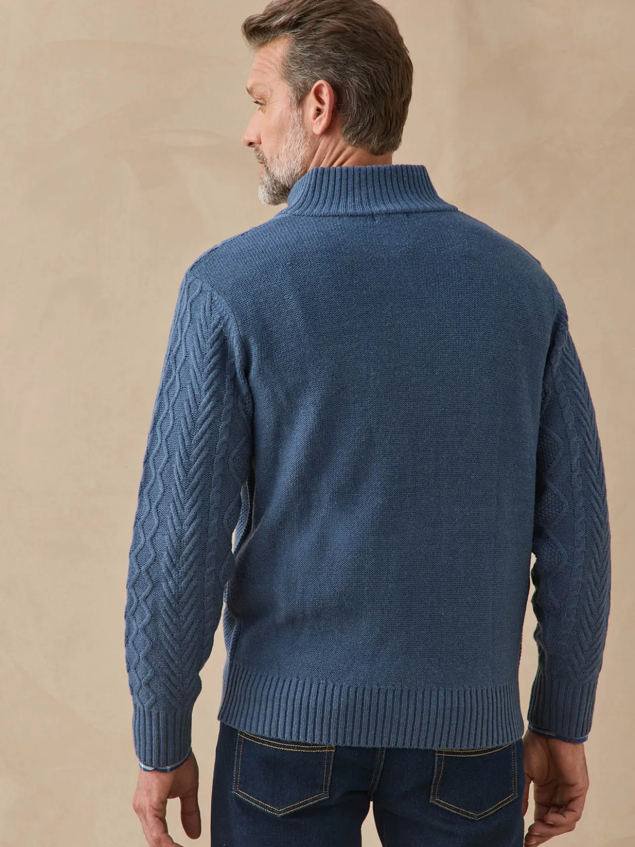 Gilet zippé col montant 30% laine
