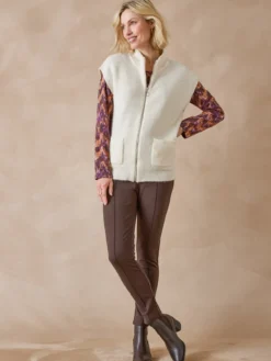 Gilet zippé sans manches côtes anglaises