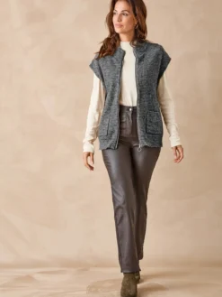 Gilet zippé sans manches côtes anglaises