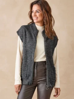Gilet zippé sans manches côtes anglaises