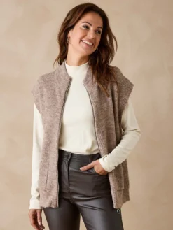 Gilet zippé sans manches côtes anglaises