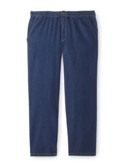 Jean droit pur coton taille élastiquée