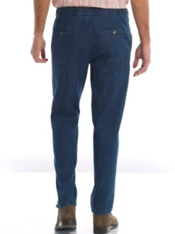 Jean droit pur coton taille élastiquée