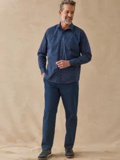 Jean droit pur coton taille élastiquée