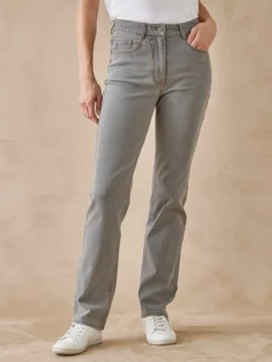 Jean droit taille haute stretch