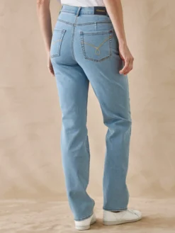 Jean droit taille haute stretch