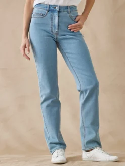Jean droit taille haute stretch