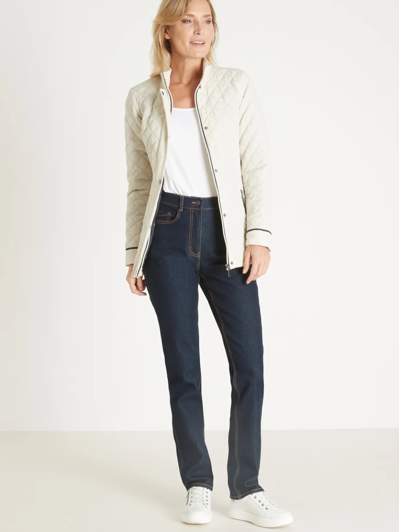 Jean droit taille haute stretch