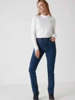 Jean droit taille haute stretch
