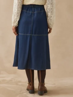 Jupe évasée effet denim