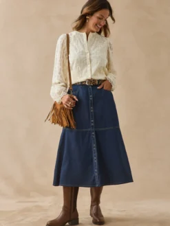 Jupe évasée effet denim