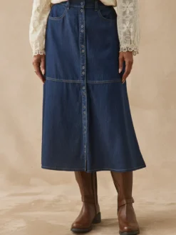 Jupe évasée effet denim