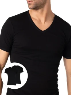 Lot de 2 maillots col V manches courtes