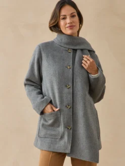 Manteau court écharpe amovible