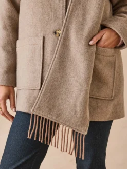 Manteau court écharpe amovible