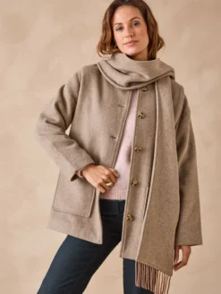 Manteau court écharpe amovible