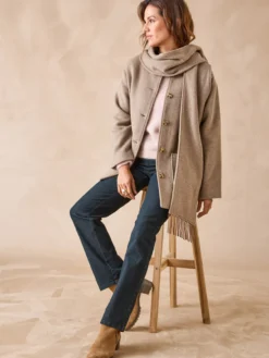 Manteau court écharpe amovible