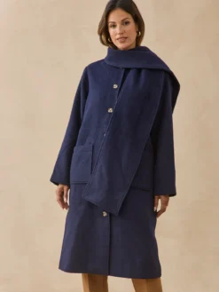 Manteau long avec écharpe amovible