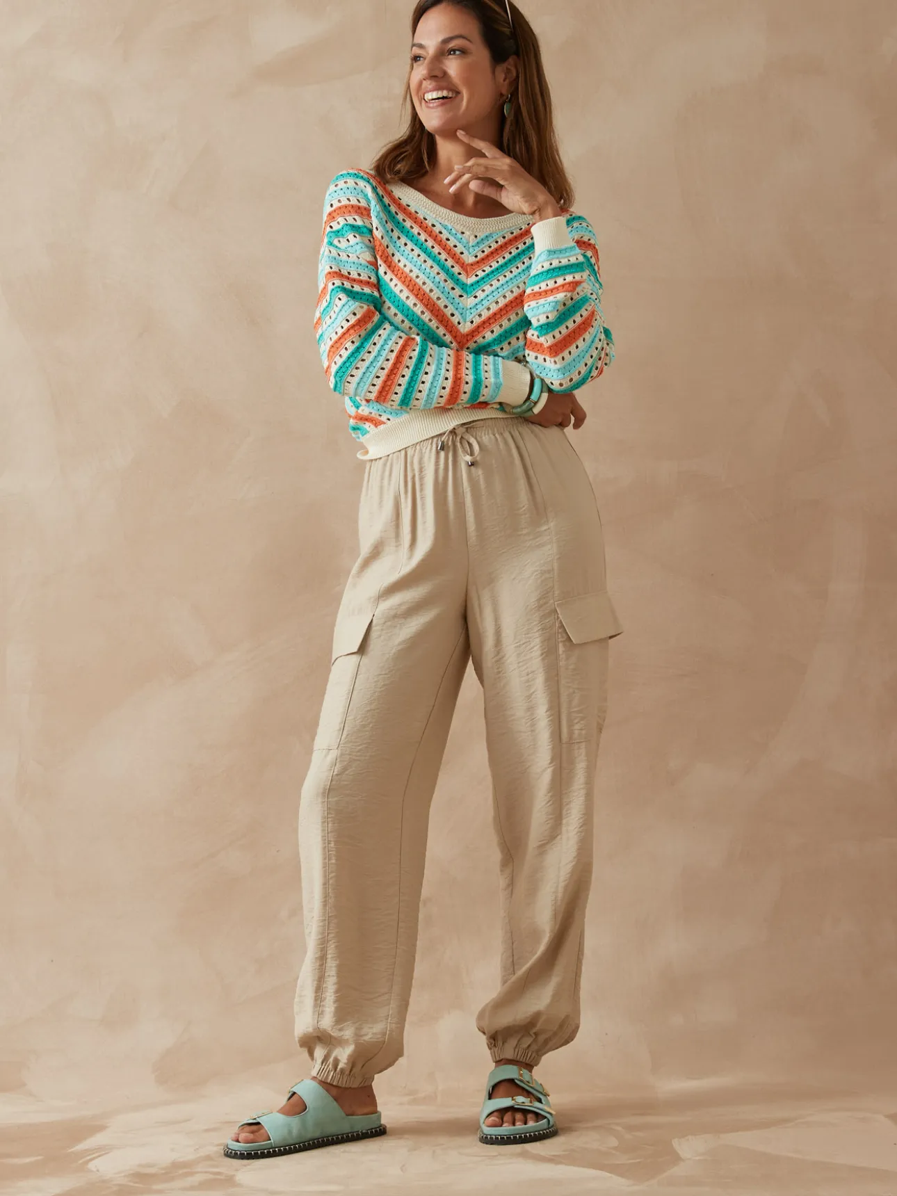 Pantalon cargo élastiqué