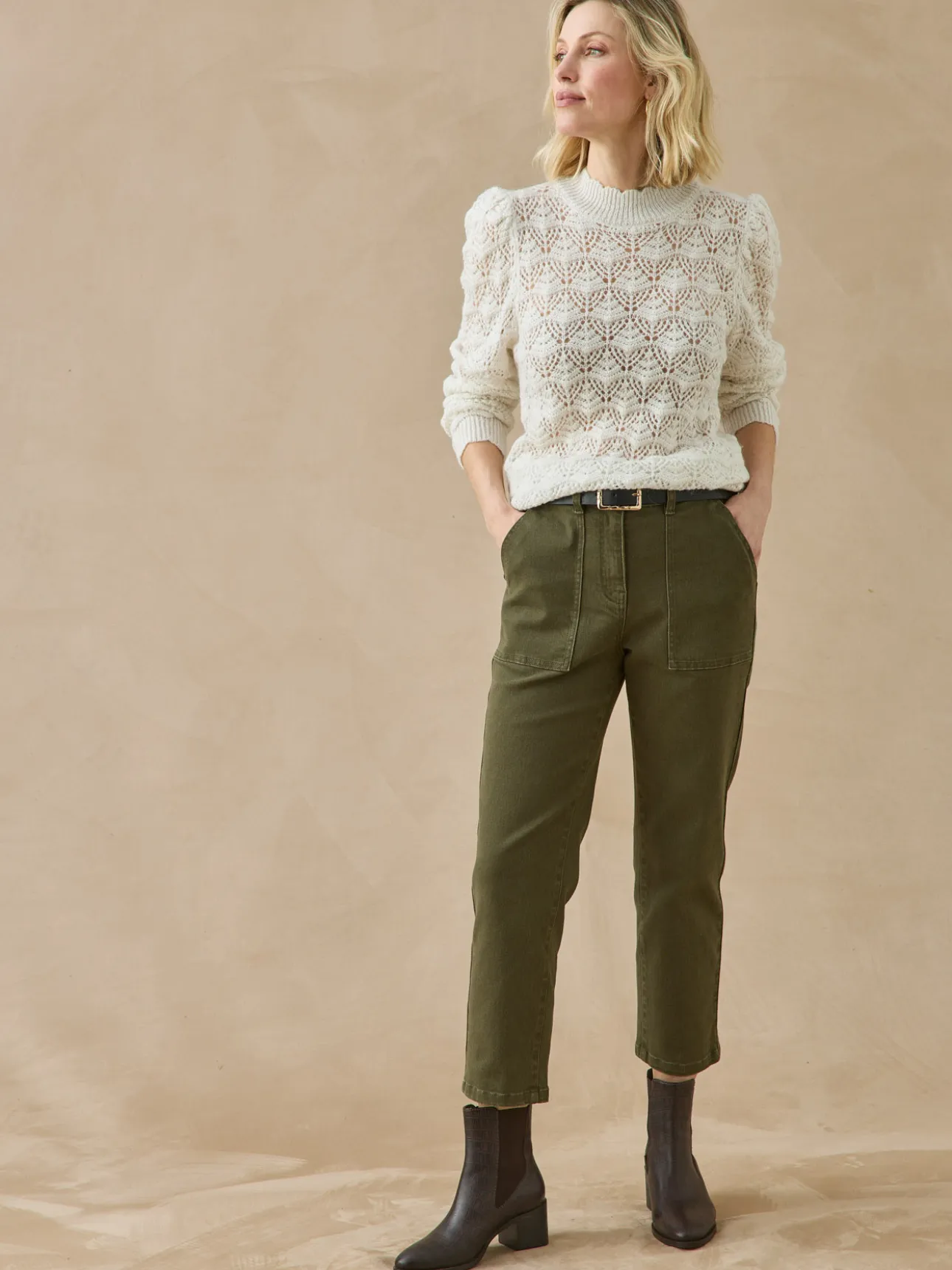 Pantalon cargo 7/8ème élastiqué