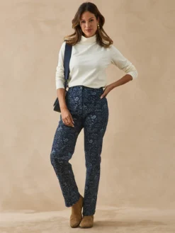 Pantalon jean droit taille haute