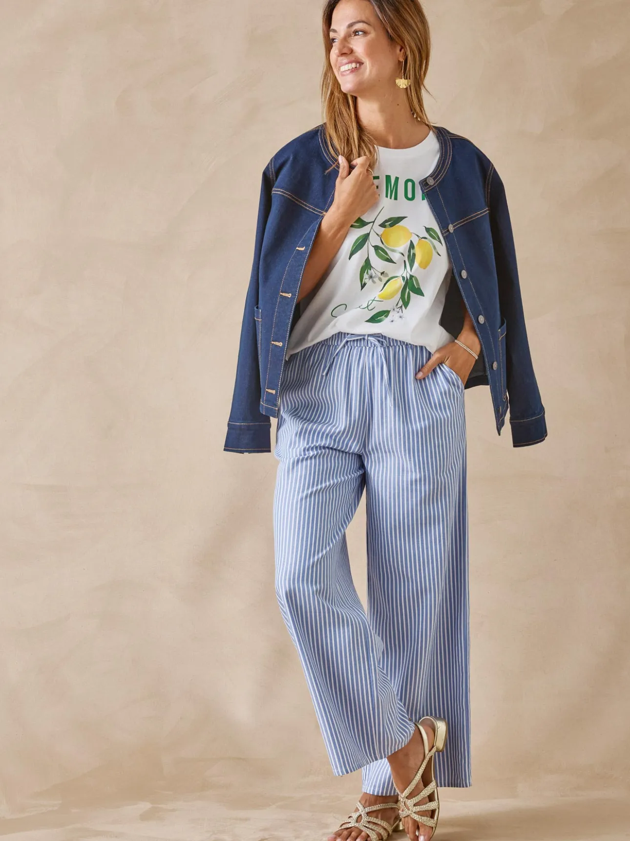 Pantalon large élastiqué