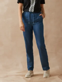 Pantalon élastiqué en chambray