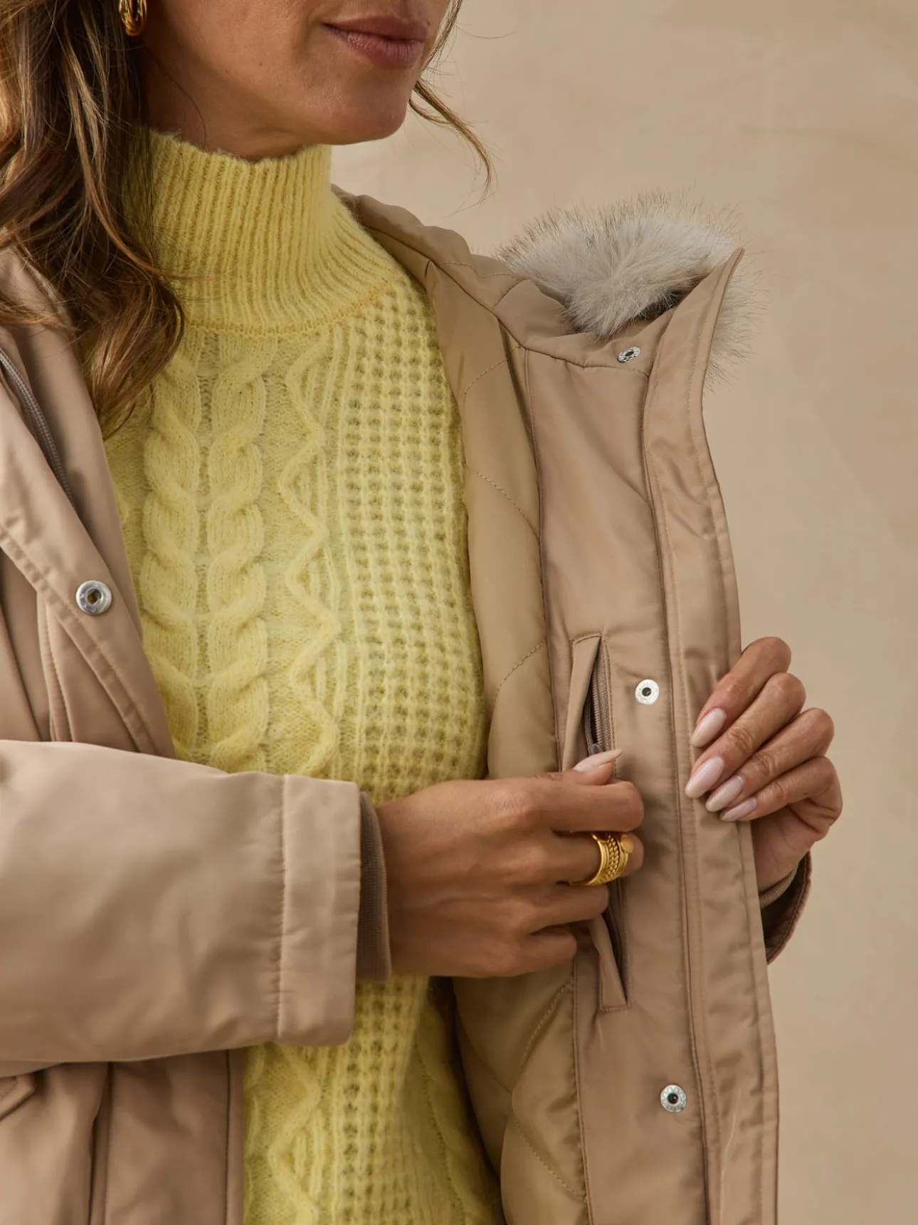Parka longue intérieur matelassé