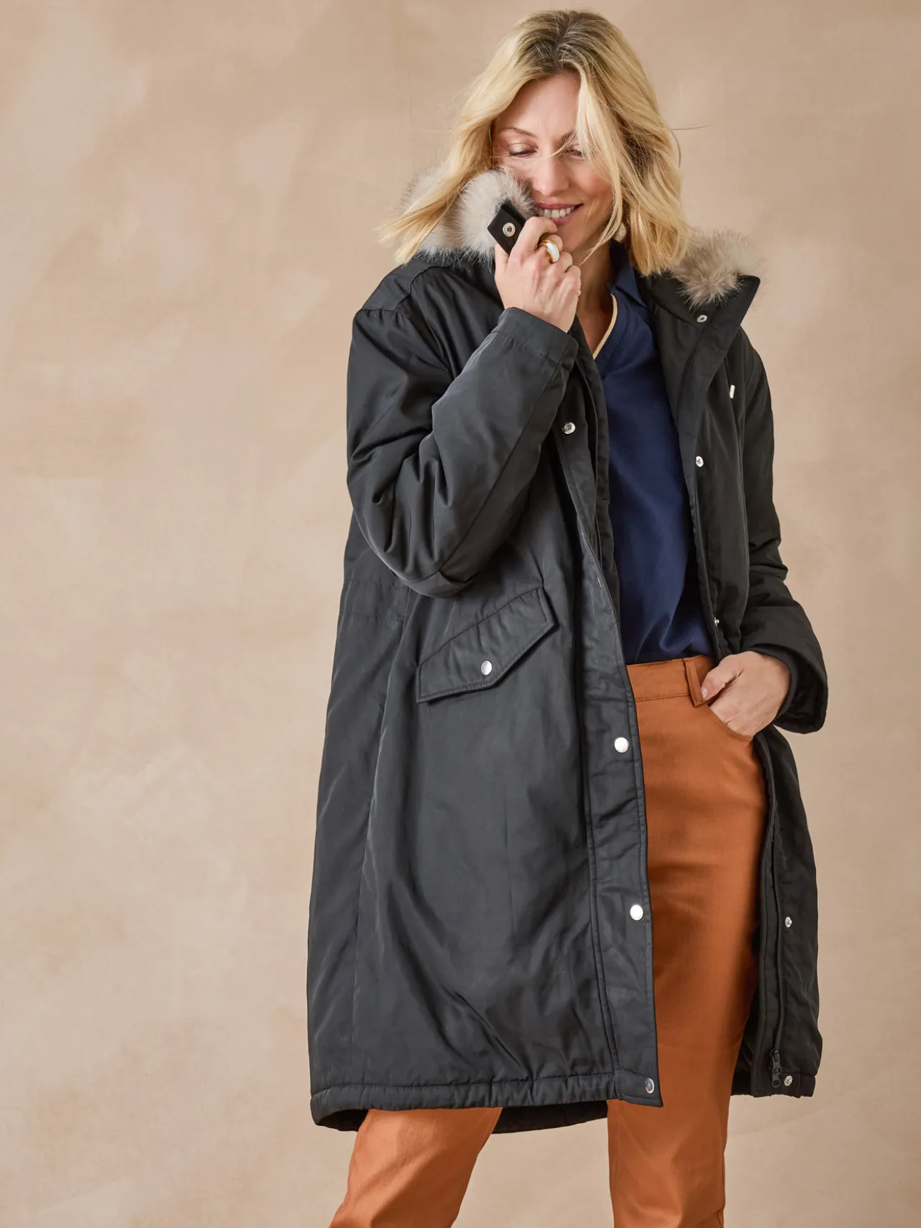 Parka longue intérieur matelassé