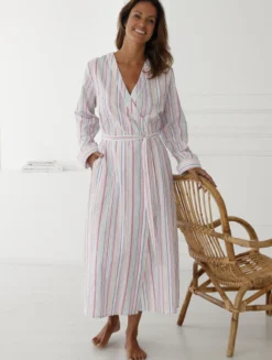 Peignoir kimono léger seersucker