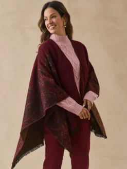 Poncho jacquard à franges