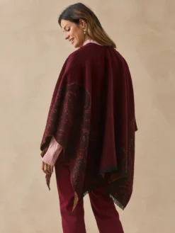 Poncho jacquard à franges