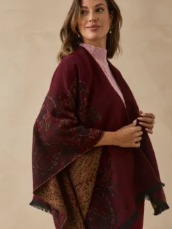 Poncho jacquard à franges