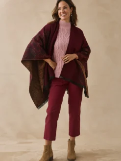 Poncho jacquard à franges