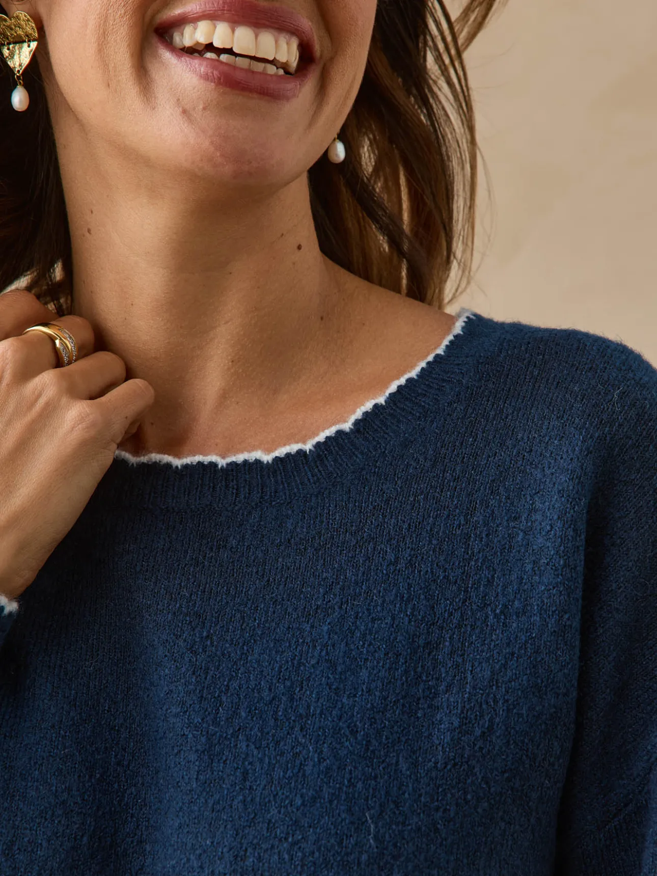 Pull classique avec laine col rond