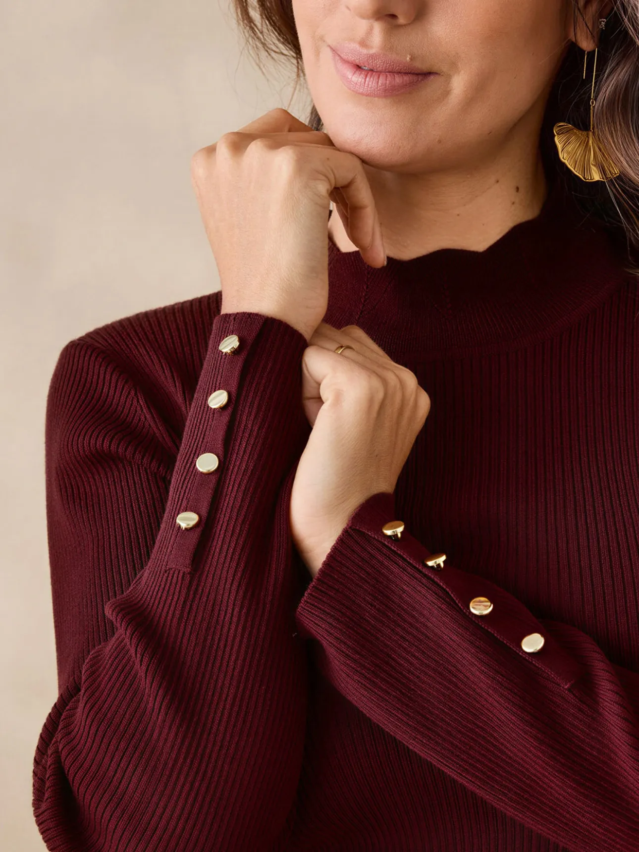 Pull col montant avec laine