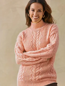 Pull col montant en maille fantaisie