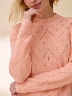 Pull col montant maille ajourée